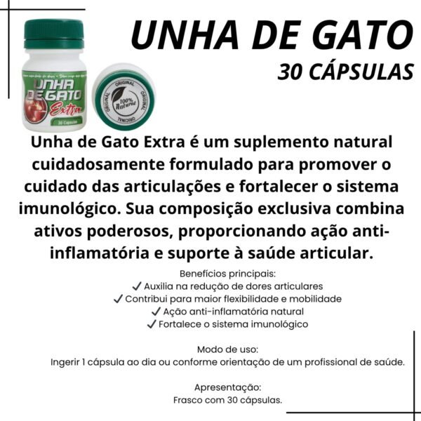 Unha de Gato Extra Fitoterápico Natural - 30 Cápsulas (1 pote) - Imagem 7