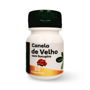 Pote de suplemento Canela de Velho com Sucupira original, suplemento natural em cápsulas com extrato de canela de velho e sucupira