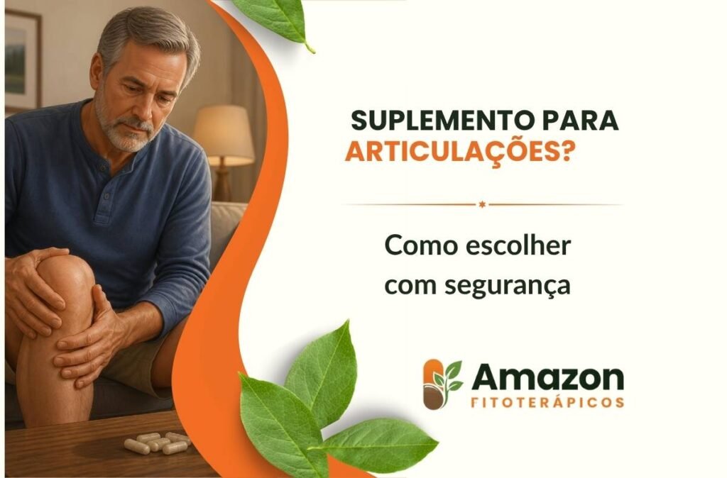 Suplemento para articulações e homem com desconforto no joelho