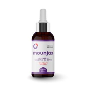 Frasco de Mounjax em gotas, suplemento alimentar de uso oral com 30 ml.
